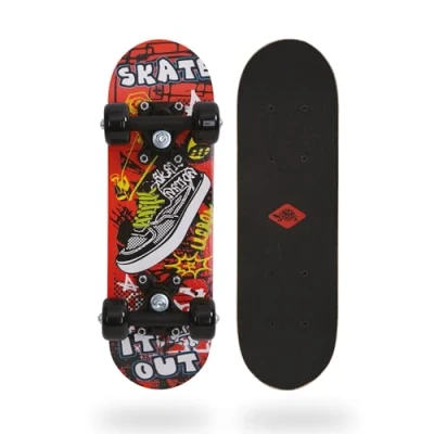 Abbildung von Schildkröt® Mini Skateboard 17“ Skate It Out Kinder ab 4 6 Jahre Holz Deck 43 x 13 cm Cooles Design für