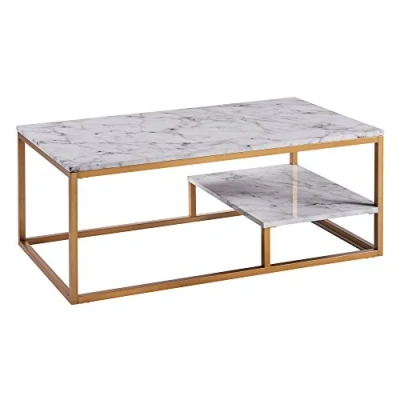 Abbildung von Versanora Marmo Modern Holz Marmoreffekt Couchtisch Wohnzimmer VNF 00036