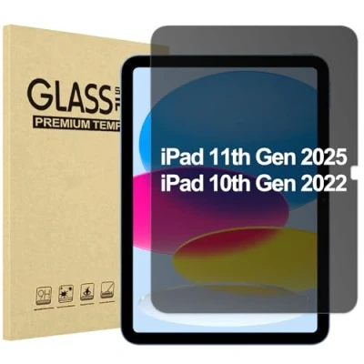 Abbildung von ProCase Sichtschutz Schutzfolie für iPad 10. Generation 10,9 Zoll 2022, Panzer Glas Folie Displayschutz Blickschutz Panzerglasfolie 1 Stück Links und rechts
