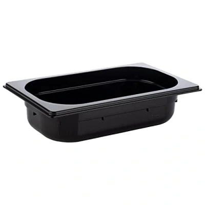 Abbildung von APS 82072 GN 1/4 Behälter, Gastronormbehälter aus Polycarbonat, Abmessungen 264 x 162 mm/Höhe 65 mm/Volumen 1,7 Liter, schwarz