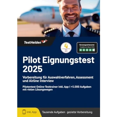 Abbildung von Pilot Eignungstest 2024 bestehen: Vorbereitung für Auswahlverfahren, Assessment und Airline Interview Pilotentest Online Testtrainer inkl. App I +5.000 Aufgaben mit vielen Lösungswegen