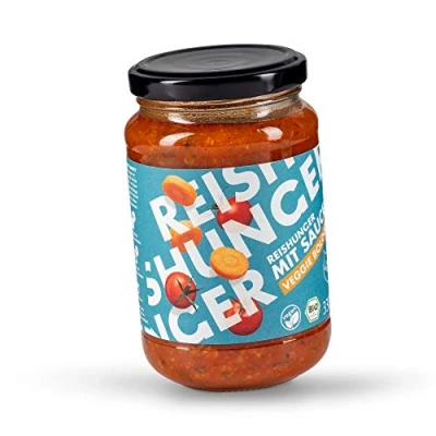 Abbildung von REISHUNGER BIO Sauce Veggie Bolognese, 3x330 ml Vegan Mediterrane Fertigsauce Ideal zu Reis, Pasta und anderen Gerichten