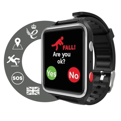 Abbildung von CPR GUARDIAN III Senioren Notruf Uhr SOS Notrufarmband für Smartwatch mit Sturzerkennung, GPS Tracker, Telefonfunktion und Pulsuhr (Schwarz)