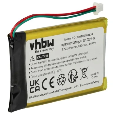 Abbildung von vhbw 1x Akku Ersatz für Garmin 361 00019 14 GPS Navigation Navi (1250 mAh, 3,7 V, Li Polymer)