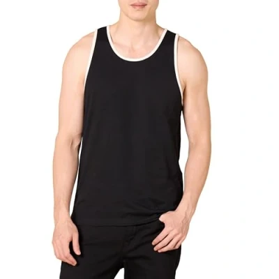 Abbildung von Amazon Essentials Herren Tanktop, Schmale Passform, Schwarz/Weiß, XL