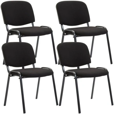 Abbildung von CLP 4er Set Besucherstuhl Ken Stoff I Stapelstuhl Mit Robustem Metallgestell Polsterstuhl Rückenlehne, Farbe:schwarz