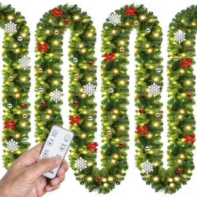 Abbildung von Weihnachtsgirlande inkl Beleuchtung + Deko Fernbedienung 5m grün
