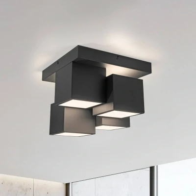 Abbildung von JUST LIGHT LED Deckenleuchte TETRIS, 4 flammig, Schwarz, Kunststoff, Backlight Effekt, fest integriert, Extra Warmweiß, B 30 x H T 25 cm