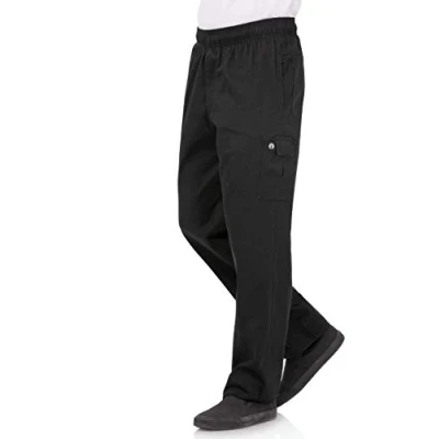 Abbildung von Chef Works Unisex Classic Fit Cargo Kochhose Schwarz, Größe: L / Large, Bundweite: 38 40 Zoll, Schrittlänge: 32 Elastischer Bund B222