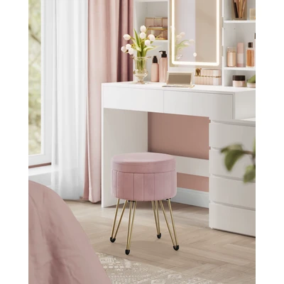 Abbildung von SONGMICS Sitzhocker Hocker (Schminktischhocker, Samt Schminkhocker), 4 Metallbeine, für Ankleidezimmer, Wohnzimmer, Schlafzimmer