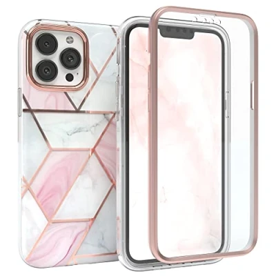 Abbildung von EAZY Case 360 Grad Hülle kompatibel mit iPhone 13 Pro Max Kameraschutz, Premium Full Cover, Displayschutz, Schutzhülle, Slimcover, Handyhülle, Komplett Schutz Rosé, Rosa