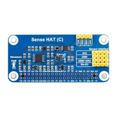 Abbildung von Waveshare Sense HAT (C) for Raspberry Pi Series Board, Supports External Sensors, Communicate via I2C Interface, Onboard Accelerometer, Magnetometer, Barometer, Temperature and Humidity Sensor, etc
