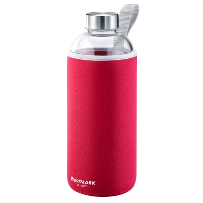 Abbildung von WESTMARK Trinkflasche »Viva« aus Glas 1 l, mit Cover, rot