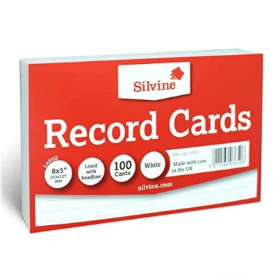 Abbildung von Silvine 203 x 127 mm weiß liniert Record Karte