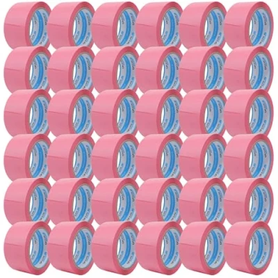 Abbildung von gws Paketklebeband 144 Rollen pink Geräuscharmes Universalklebeband zum Verpacken von Paketen Hohe Klebekraft Profi Qualität 66 m Länge 50 mm Breit