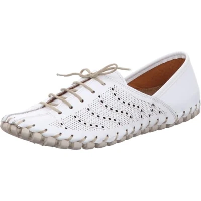 Abbildung von Gemini Damen Schnürschuh Leberschuh Flexible Laufsohle luftiges Muster 031218 02, Größe:39 EU, Farbe:Weiß