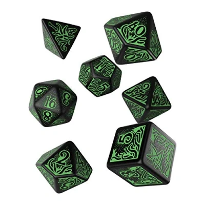 Abbildung von Q Workshop Zew Cthulhu 7th Edition Würfelset Schwarz und grün (97472)