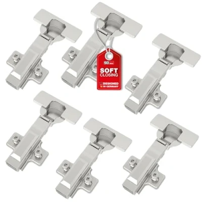 Abbildung von SO TECH® Türbeschlag SMOOTH Topfband T45 Scharnier Eckanschlag Komplettset (6 St), 6er Set Standard gedämpft mit Kreuzplatte