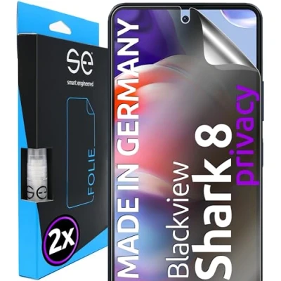 Abbildung von 2x se® 3D SCHUTZFOLIE Privacy für Blackview Shark 8, Anti Spy, 100% Fingerabdruck &amp; FaceID kompatibel, einfache blasenfreie Installation, Blickschutz, Stoß Kratzfest TPU Material, aus Deutschland