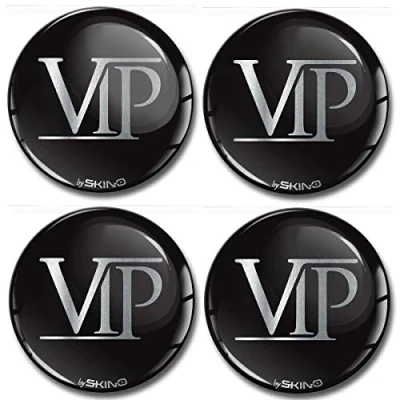 Abbildung von Biomar Labs® 4 x 65mm Aufkleber 3D Silikon VIP Silber Für Radkappen Nabenkappen Radnabendeckel Rad Nabendeckel A 6365