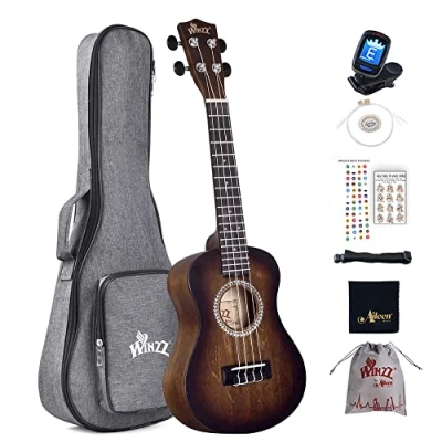 Abbildung von Winzz Ukulele Konzert 23 Zoll Braun, Anfänger Set für Erwachsene Kinder, Einzigartiges Farbdesign