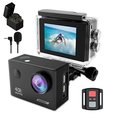 Abbildung von TIMNUT Action Cam 4K Unterwasserkamera 131ft,EIS 20MP Wasserdicht Actionkameras 170 Weitwinkel Helmkamera WiFi Sports Camera mit 2.4G Fernbedienung und 25 Zubehör Kit