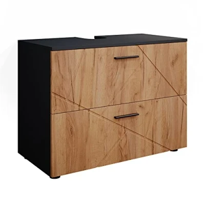Abbildung von Vicco Waschbeckenunterschrank Irma, Anthrazit/Eiche, 80 x 59 cm