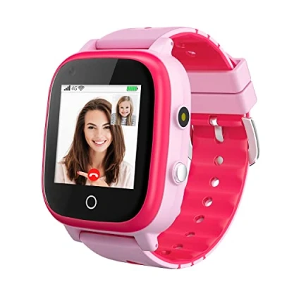 Abbildung von 4G Smartwatch für Kinder, Wasserdicht Kinder mit GPS Tracker, Anruf, Alarm, Schrittzähler, Kamera, SOS, Touchscreen WLAN Bluetooth Armbanduhr Jungen Mädchen (Pink T5)