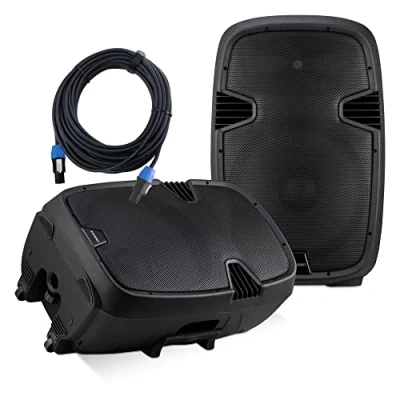 Abbildung von McGrey P215 Aktiv/Passiv Lautsprecher Set FM/USB/SD/Bluetooth® Leistung: 120 W RMS / 800 Peak 2 Wege System mit 15&quot; Woofer und 1&quot; Hochtöner Inklusive 10m Lautsprecherkabel Schwarz