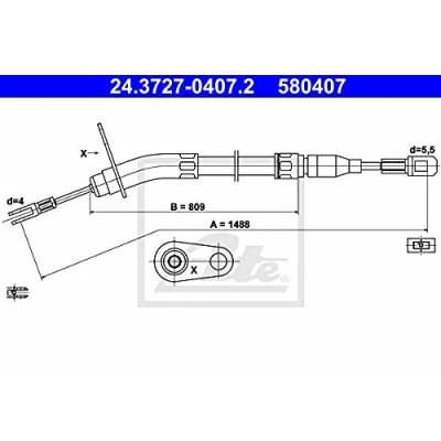 Abbildung von ATE 24.3727 0407.2 Handbremsseil 1488 MERCEDES BENZ: /8 Limousine