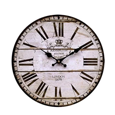 Abbildung von LB H&amp;F Lilienburg Wanduhr ohne KEIN TICKEN still Holz Uhr Wohnzimmer Küchenuhr (geräuschlos Küche leise stumm Shabby Wand modern Vintage antik K)
