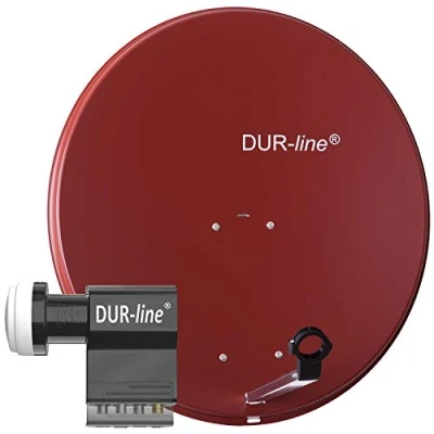 Abbildung von DUR line MDA 80 Rot Digiatale 7 Teilnehmer Satellitenschüssel Komplett Anlage mit UK 104 Unicable LNB [Camping, Astra 19,2, DVB S/S2, Full HD, 4K, 3D]