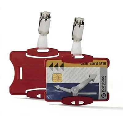 Abbildung von Durable Ausweiskartenhalter (für Betriebsausweis mit Clip, 87 x 54 mm (Innenmaß)) Packung à 25 Stück, rot, 811803