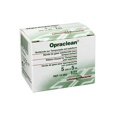 Abbildung von Opraclean Mullbinde zur, zum Tampon.m.Jodoform 5cmx5m