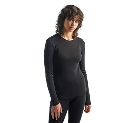 Abbildung von Icebreaker 100% Merinowolle Damen Base Layer Everyday Langärmeliges Crewe 175 Ultralight Fabric Langarmshirt Longsleeve Merino Shirt Unterwäsche Unterhemden Black, XL