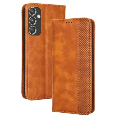 Abbildung von Topme Handyhülle hülle fur Samsung Galaxy A55 5G (6.5&quot; Inches) Case Schutzhülle, aus Leder mit Stilvollem, Strukturiertem Kartenschlitz.Braun