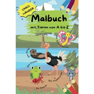 Abbildung von Linkshänder Malbuch: mit Tieren von A bis Z