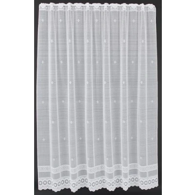 Abbildung von Scheibengardine Jacquard gebogt Abschluss 180 cm hoch weiß Wunschbreite frei wählbar durch gekaufte Menge in 12,5 Schritten Meterware