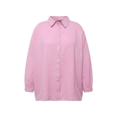 Abbildung von Ulla Popken Collared Muslin Hemdbluse, Damen, Größe: 46/48, Light violet