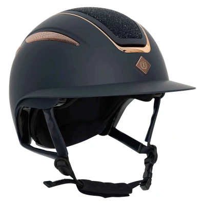 Abbildung von Imperial Riding Unisex Erwachsene Reithelm IRHOlania Deluxe Big Visor, Navy Rosegold, M