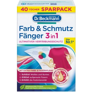 Abbildung von Dr. Beckmann Farb &amp; Schmutz Fänger 3in1/ Farbfangtücher für ultimativen Verfärbungsschutz 40 Tücher