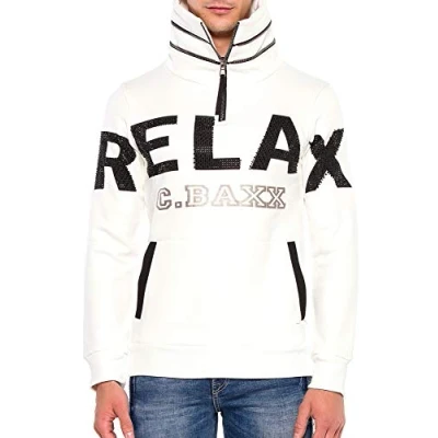 Abbildung von Cipo &amp; Baxx Herren Sweatshirt Langarmpullover Sweater Kapuzen Pullover Longsleeve Hoodie Ecru S