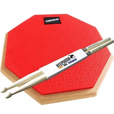 Abbildung von keepdrum DP RD Drumpad Practice Pad Rot Übungspad 8mm + Drumsticks 1 Paar