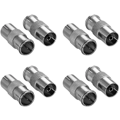 Abbildung von POPPSTAR 8X SAT Adapter (F Quickstecker auf IEC Antennenbuchse), für Koaxialkabel Antennenkabel, Silber