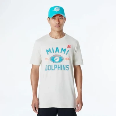 Abbildung von MIAMI DOLPHINS New Era Cap NFL Regular T Shirt Distressed Screenprint Team Graphic Stone Unisex