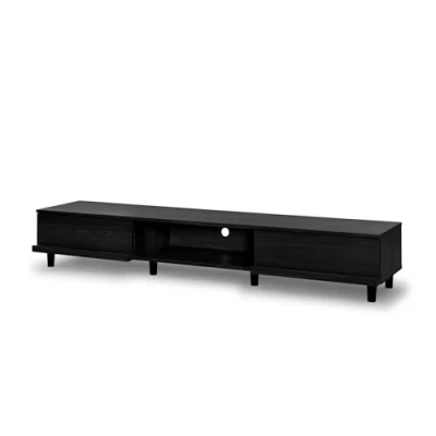 Abbildung von Iris Ohyama, TV Möbel, Schrank, Bank, Halterung für bis zu 65 Zoll Bildschirme, 3 Regale, Kabelauslass, Schlafzimmer, Wohnzimmer Cabinet BAB 180A Schwarze Eiche