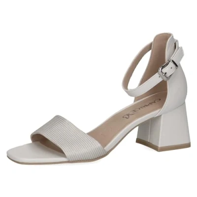 Abbildung von CAPRICE Damen Sandalen mit Absatz aus Leder Riemchen, Weiß (White Comb), 38 EU