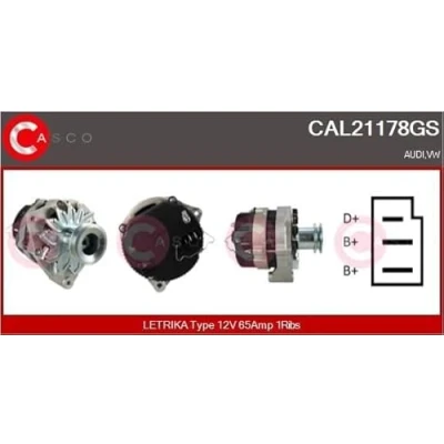 Abbildung von CASCO CAL21178GS Lichtmaschine 12V 65A VOLKSWAGEN: TRANSPORTER 3 Kasten, GOLF 1 Cabriolet, 1, AUDI: 80 B3, 100 C3 Avant, Limousine