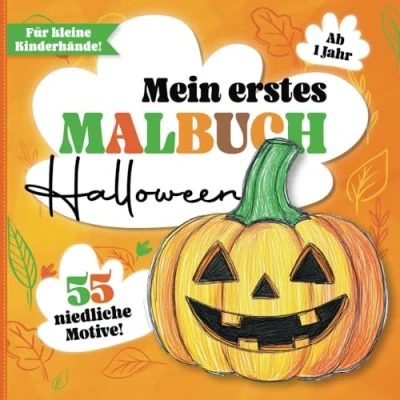 Abbildung von Halloween Kritzelbuch ab 1 Jahr Liebevoll gestaltetes erstes Malbuch für Kleinkinder mit großen, einfachen Motiven zum Ausmalen Fördert Kreativität und Motorik