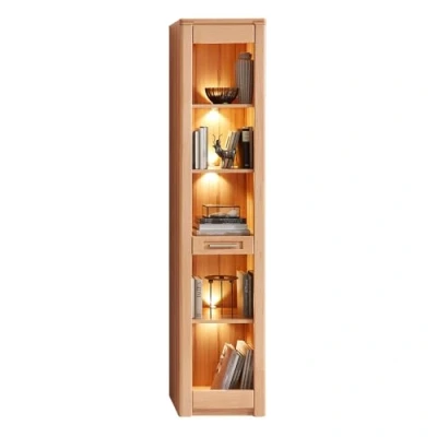 Abbildung von Lomadox Wohnzimmer Esszimmer Regal Wohnzimmerregal Esszimmerregal mit Beleuchtung, Front Kernbuche massiv